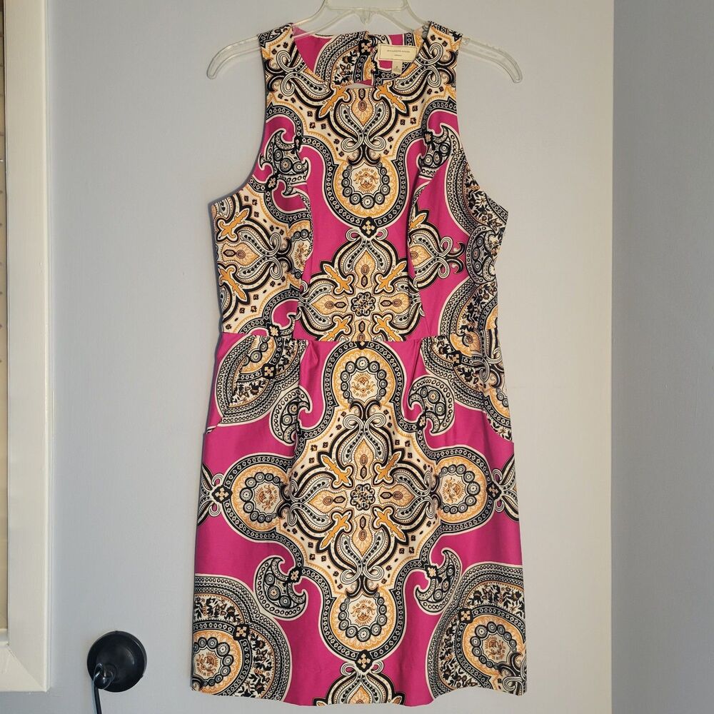 Anthropologie MOULINETTE SOEURS Giedi Dress Paisley Medallion Print Pink Size 8
